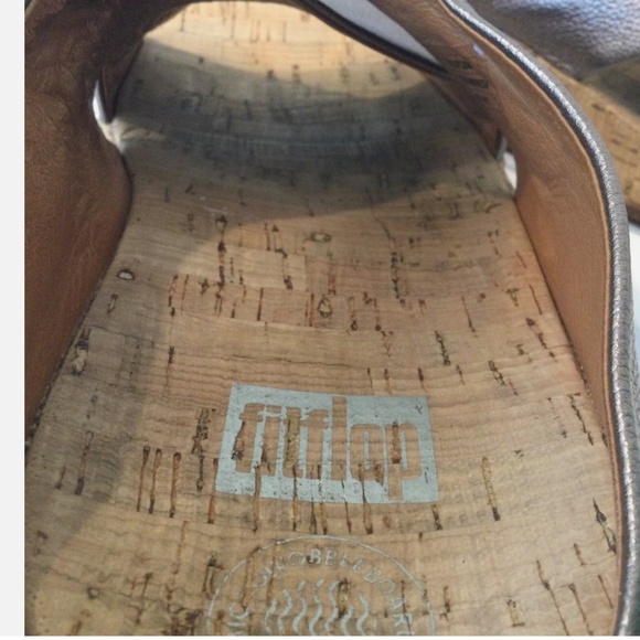 FitFlop Kys Bronze Size 9 Women Leather Crisscross Cork Slide Sandals EU 41 UK 7 - Picture 10 of 10